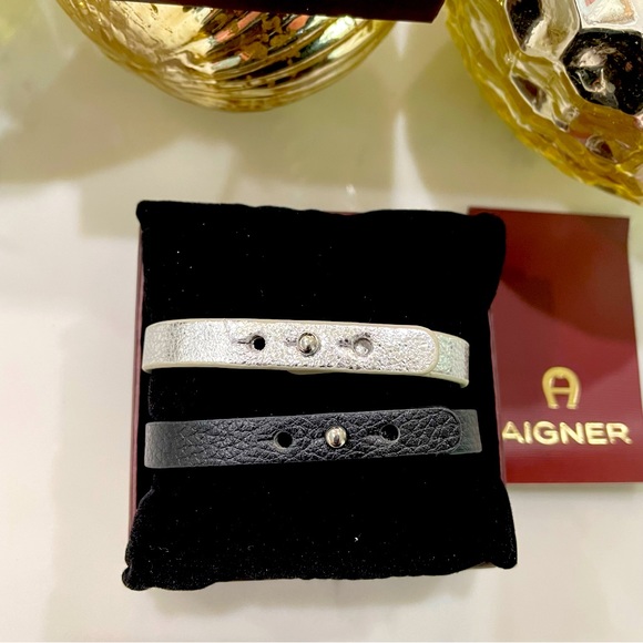 NEW ETIENNE AIGNER Togo Leather Double Tour Logo Bracelet - Picture 7 of 16